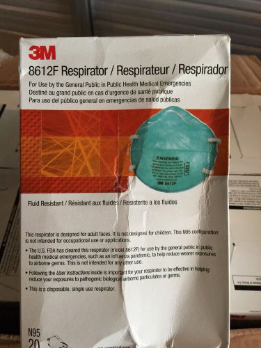 NEW 3M Particulate Respirator 8612F Mask N95 FDA Approved  Box of 20 each