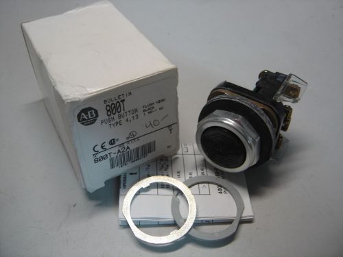 ALLEN BRADLEY 800T-A2A BLACK FLUSH HEAD PUSH BUTTON 1 NO 1 NC SERIES T NIB