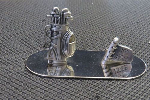 VINTAGE PEWTER GOLF BUSINESS CARD HOLDER