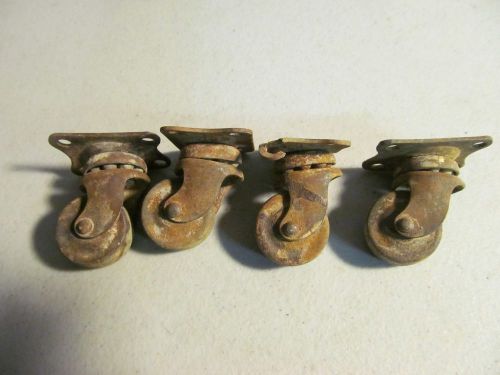 Vintage Swivel Furniture Casters 1&#034; Metal Wheels Antique Steampunk Utility