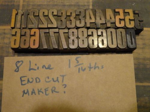 Lot Vintage Printers Letterpress Wood Type Blocks Numbers Set 8 Line 1&amp;5/16ths&#034;s