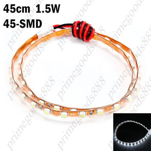 DC 12V 1.5W 45cm 45 SMD 3528 LED Flexible Waterproof Strip Light for Car White