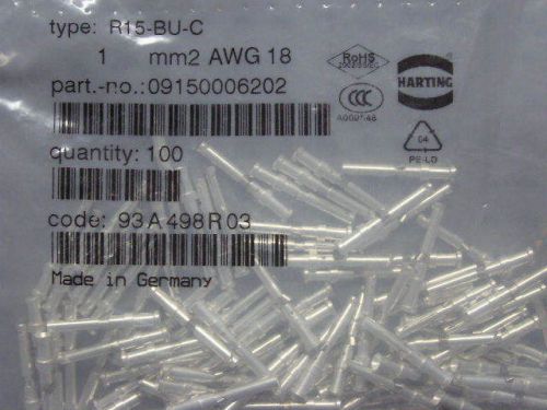 HARTING R15-BU-C 1 mm2 AWG 18 FEMALE CRIMP CONTACT 09150006202