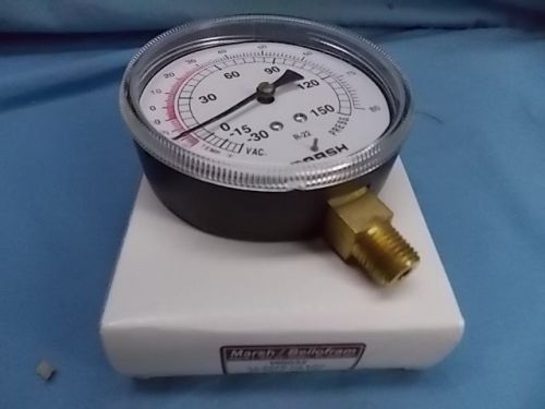 Marsh Bellofram W0032 30&#034; HG x 150 PSI gauge, NEW