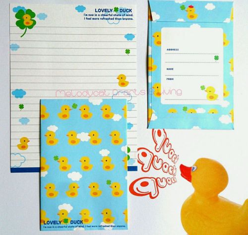 LETTER SET WRITING PAD NOTE PAD PAPER ENVELOPE SET Lovely Ducks FREE SEALS!