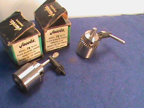 Jacobs chuck 7B   lot of 2 ea. 0-1/4 jaw opening 3/8 X 24 thread w/key(ref 366 )