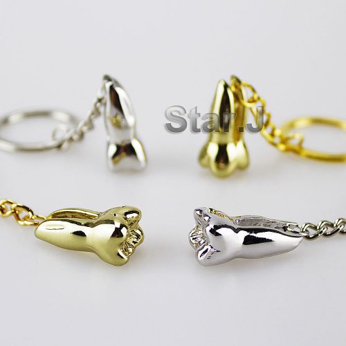 20pcs Molar Shaped Tooth Key Ring Chain Dental Cute Bag Tag Birthday Gift