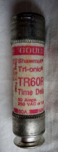 ONE GOULD SHAWMUT TRI-ONIC TR60R TIME DELAY 60 AMP 250 VAC CLASS RK5 FUSE