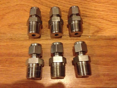 Lot of (6) New Swagelok 1/4&#034; Tube x 3/8&#034; Male NPT  SS-400-1-6 Stainless Steel