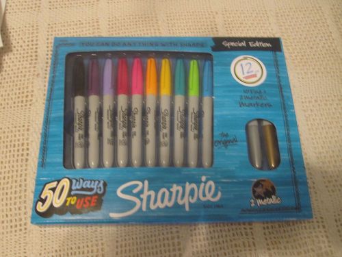 Special Edition Sharpie 12 Count markers 10 Fine 2 Metallic NIB