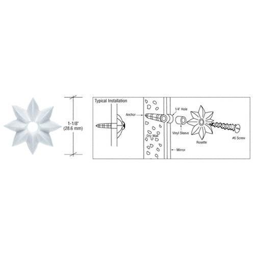 CRL White 1-1/8&#034; Plastic Star Rosettes