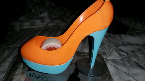 Brand New in Box Scotch Magic Tape Dispenser High Heel Orange/Teal.