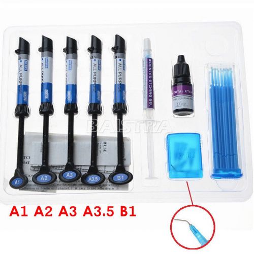 Dentex Dental Light Cure Composite Resin Kit A1 A2 A3 A3.5 B1 Syringe Needles