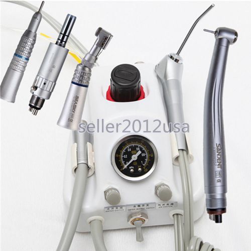 Dental Portable Air Turbine Unit Work w/ Compressor+ High Low Speed Handpiece 4H