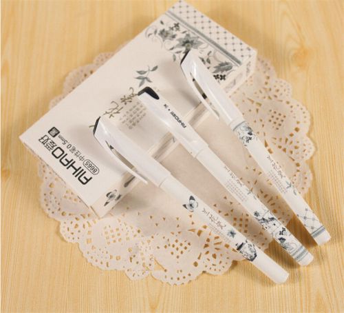 12 pcs Lovely 0.5mm Blue And White Porcelain Writing Pens Gel Pen On Sale