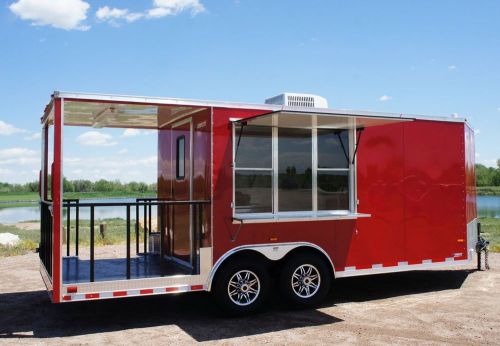 BBQ! 8.5 X 25 Enclosed Concession Vending Food Trailer w/ Porch, Sinks, Electric