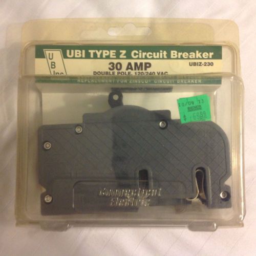 UBINC. Type Z CIRCUIT BREAKER 30 AMP UBTZ-230 Double Pole 120/240 VAC Zinsco