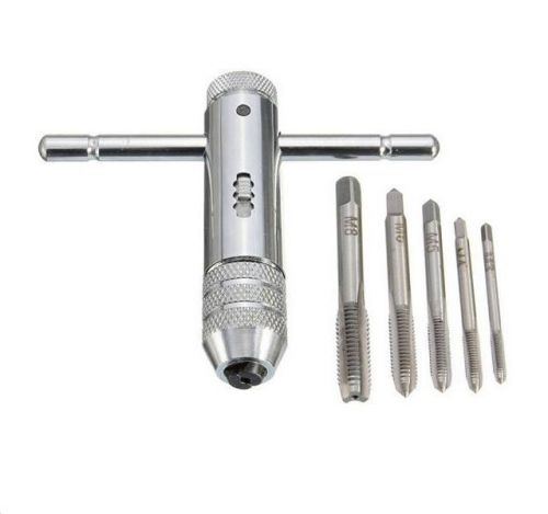 Machinist Tap Tool T-Handle Ratchet with 5pcs M3-M8 Machine Screw Thread