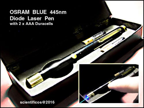 OSRAM 5mw Diode BLUE 445nm Laser Pen (prefocused) w/ 2 x AAA Alkalines/case