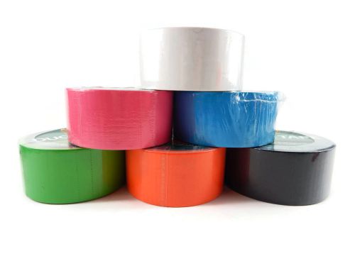 6 Solid Color Rolls Duck Duct Tape Rolls Black White Pink Green Orange Lime Blue