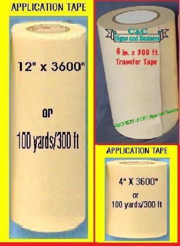 12&#034; 6&#034; 4&#034; APPLICATION TRANSFER Paper TAPE 100 yd roll for Vinyl Cutter PLOTTER *