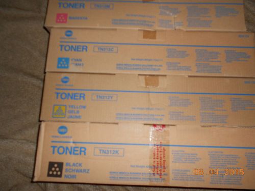 Lot of 4 Genuine Konica Minolta TN312 Toners TN312C TN312M TN312Y TN312K