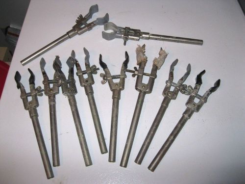 Lab Support lot of 10 Burret Flask testtube Fisher Castaloy Adjustable 8&#034; Clamps