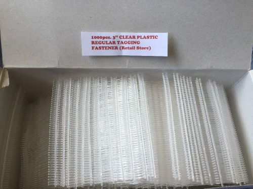 1000pcs. 3&#034; Clear Plastic Regular Tagging Fastener.