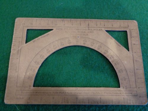 Antique heavy cardboard inch ruler centimeter, square protractor high schools for sale