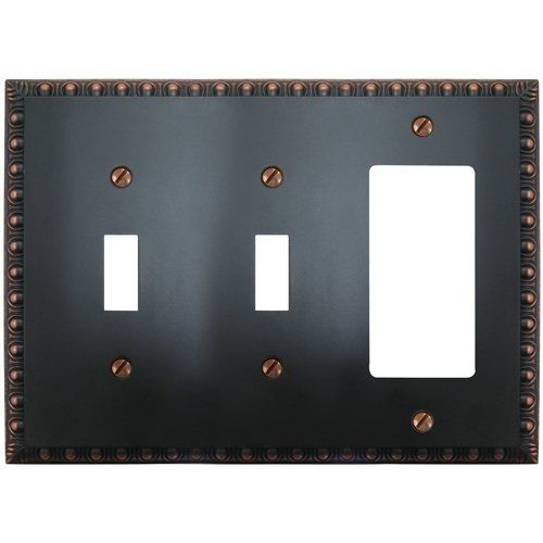 Amertac 90TTRVB Egg &amp; Dart Aged Bronze Cast Wall Plate, 2 Toggle/1 Rocker