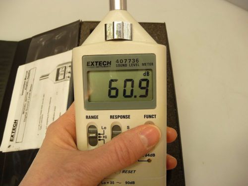 Extech 407736 dual range digital sound level meter w/ accessories, case, manual for sale