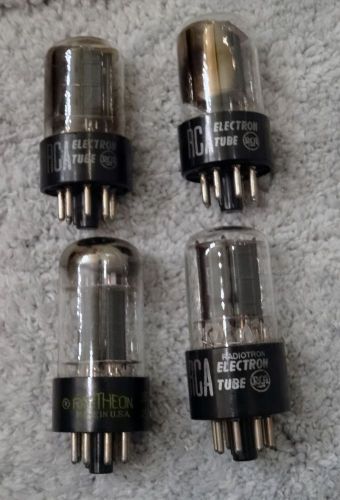 Lot of FOUR (4) 6SN7 RCA RAYTHEON Tubes Tested USA VINTAGE amp radio GTB GTA