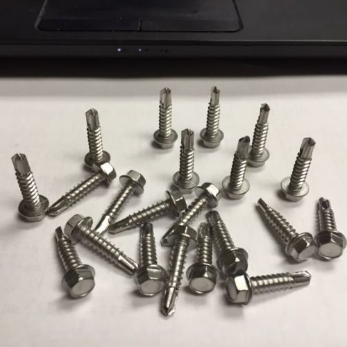 12 x 1-1/4 hex washer unslotted self-drilling screws steel zinc plated 250 box for sale