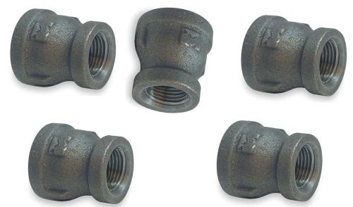 5 Pack of 1/2&#034; X 3/8&#034; Female FNPT Black Iron Reducer Coupling Fitting Coupler