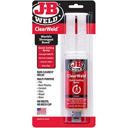 Clear 25 Ml Clearweld Quick-Setting Epoxy Syringe J-B Weld 50112 043425501127