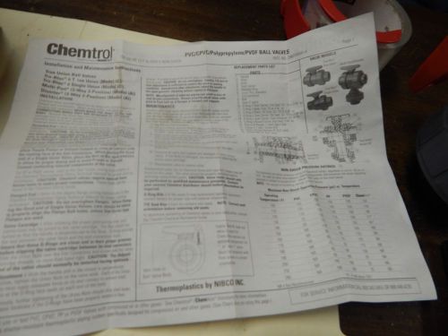 NIBCO/CHEMTROL  1-1/4&#034; PVC FKM Ball Valve  Socket Ends