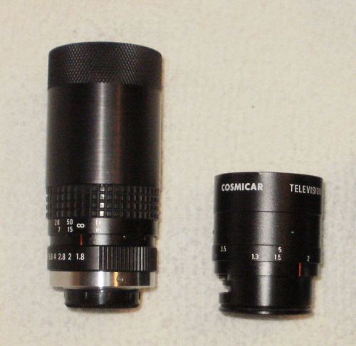 Lot of 2 cosmicar 1:1.8 50mm camera lens c-mount cctv microscope computar parts for sale