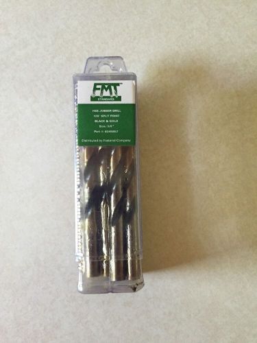 FMT 3/8&#034; HSS 135 Split Point Black &amp; Gold Finish Jobber Drill NIB 5 Pcs