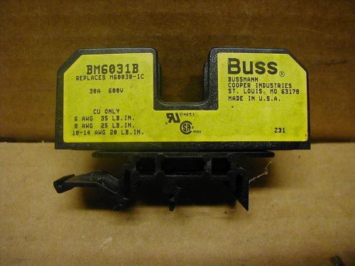 Buss fuse block bm6013b, 30 amp , 600 volt, 1-3/8 or 9/16 din rail mount for sale