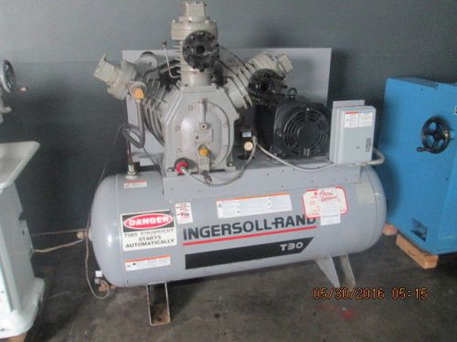 INGERSOLL RAND MODEL T 30 AIR COMPRESSOR 15 H.P. 55 CFM 120 GAL TANK