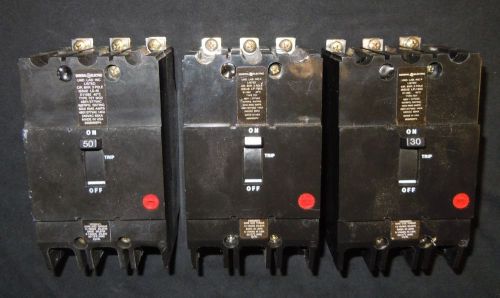 Ge three phase screw-in circuit breakers lot of 3 type tey general electric for sale