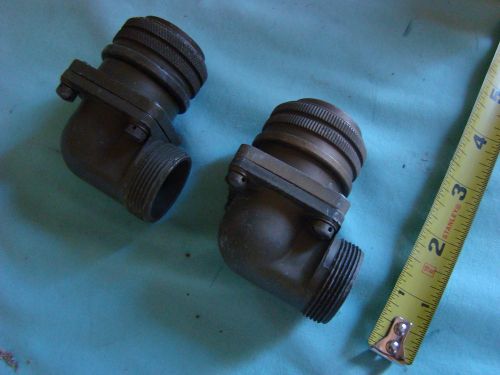 2 Vintage Amphenol 9-pin Right Angle Connectors AN3108A-22-20P