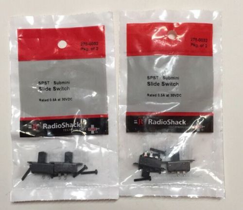 Lot Of 2 New Radio Shack 275-0032 SPST- Submini Slide Switch Pkg.of 2