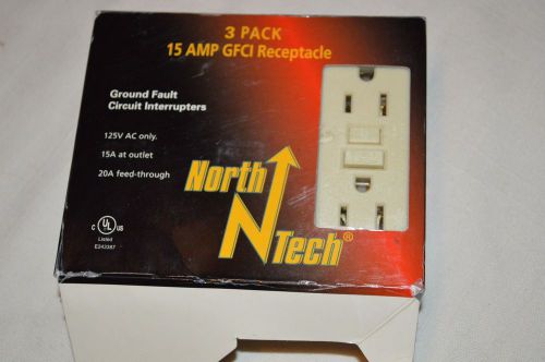 3 North Tech 15 Amp Light Almond GFCI Receptacles (3-Pack) ground fault bathroom