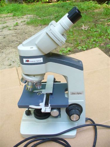 American optical one fifty binocular microscope w 4 objectives, light, no reserv for sale