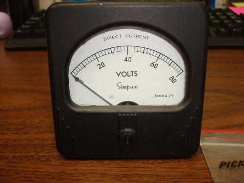 Simpson Direct Current Volts DC Meter 1000a/v 0-80 Part# 41522 FROM Power Supply