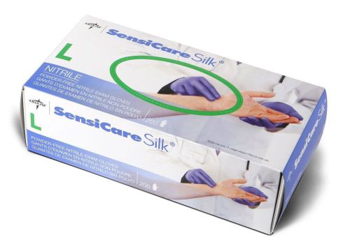 Medline sensicare silk nitrile exam gloves powder free large box of 250 for sale