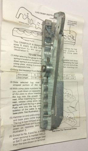 Crimpace lug crimper for 6awg to 4/0 awg - amp tyco electronics whitaker 1037 for sale