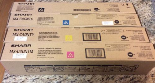 Lot of 4 NEW Genuine Sharp MX-C40NTC  MX-C40NTM MX-C40NTY MX-C40NTB Toner