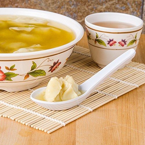 12ct GET White Melamine Chinese Won Ton Soup Spoons Asian Rice Scoop Set 6030-W
